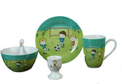 Cryspo Trio Feeding Set Play made of Porcelain Green 5pcs