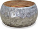 vidaXL Round Central Coffee Table Made of Solid Wood Silver and Brown 60x60x30 cm