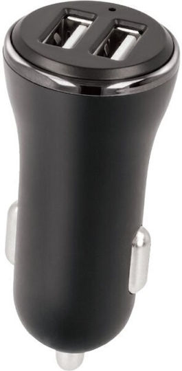 Forever Car Charger 2.4A with Ports: 2xUSB Black Color