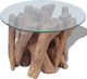 Round Solid Wood Side Table Transparent L60xW60xH40cm