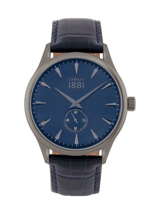 Cerruti Clusone Ανδρικό Ρολόι 43mm Μπαταρίας με Μπλε Δερμάτινο Λουράκι