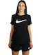 Nike Just Do It Αθλητικό Γυναικείο T-shirt Μαύρο