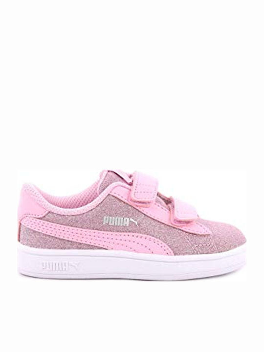 Puma Kids Sneakers Smash Glitz Glam with Scratch Pink