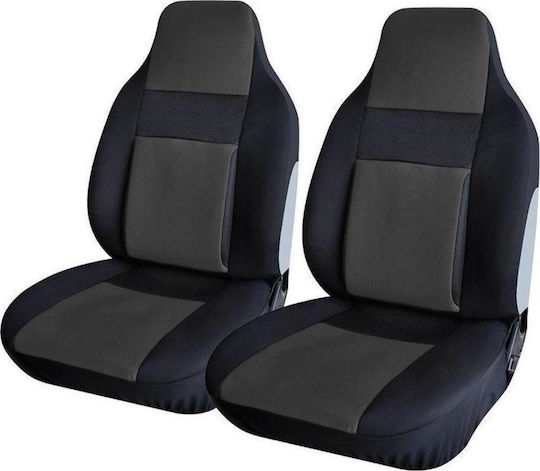 Autoline Front Car Covers 2pcs Polyester Easy Fit Black / Gray