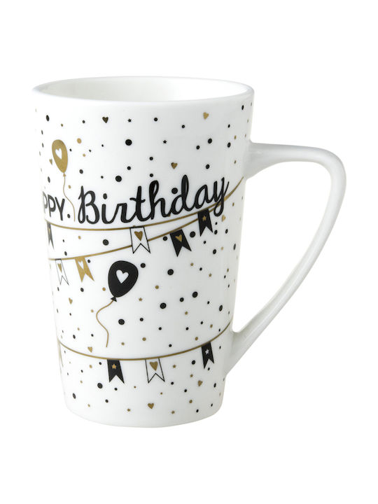 Dutch Rose Happy Birthday Porcelain Cup White 430ml DR