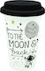 Legami Milano Moon & Back Tasse aus Porzellan mit Deckel Weiß 300ml 1Stück