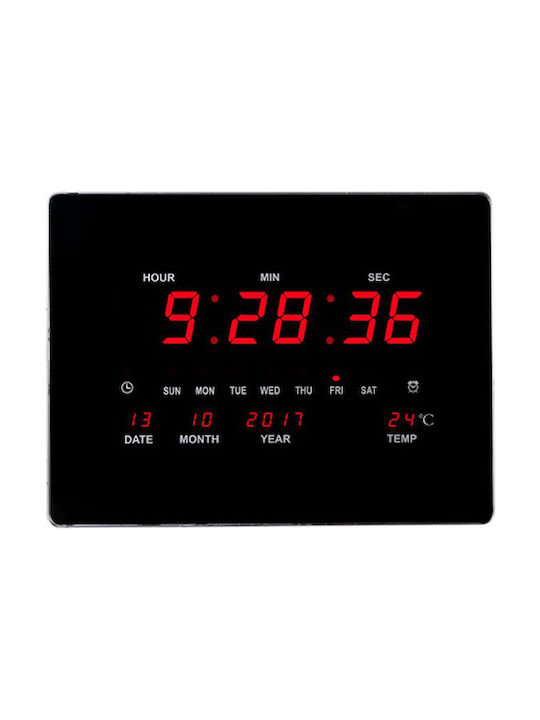 Ρολόι Τοίχου Ψηφιακό LED Number Clock Πλαστικό 40.6x30cm