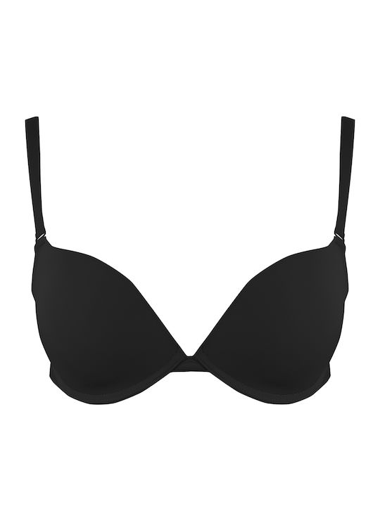 Luna Multiway Μαύρο Σουτιέν Push Up με Μπανέλες