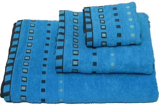 Le Blanc Badehandtuch Penne Jacquard Punkte 70x140εκ. Turquoise Gewicht 450gr/m²