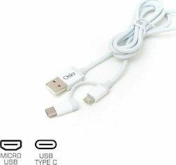 Osio Regular USB to Type-C / micro USB Cable Λευκό 1m (OTU-495W)