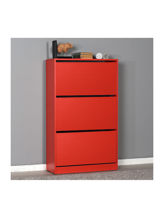 Suport pentru pantofi Step 18 cu 3 Rafturi Roșie L73xW26xH119cm