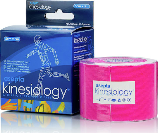 Asepta Kinesiology Ταινία Κινησιοθεραπείας 5cm x 5m Ροζ