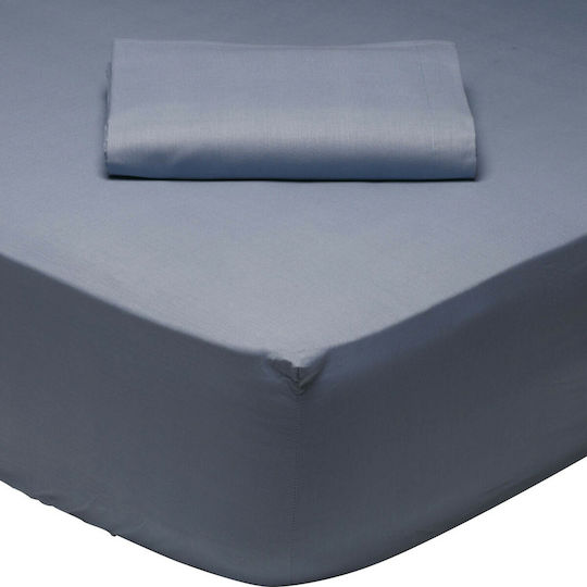 Das Home 1006 Σεντόνι Ημίδιπλο με Λάστιχο 120x200+35εκ. Μπλε