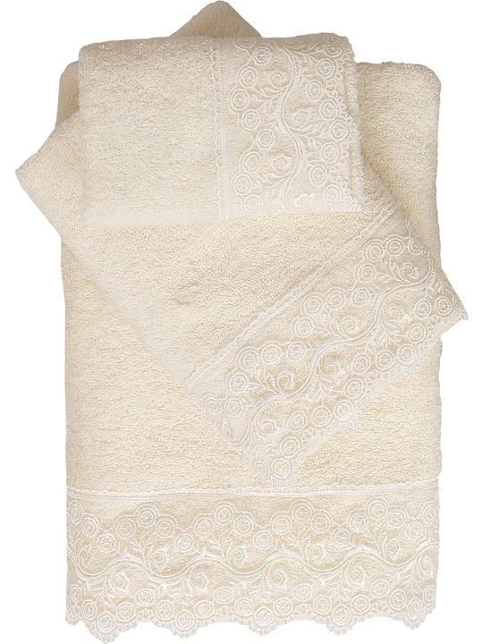 Viopros Wedding Time Set Handtücher für Bräute mit 2 Kissenbezügen mit Spitze x
