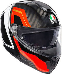 AGV Sportmodular Multi Sharp Carbon/Red/White Motorradhelm Aufklappbar ECE 22.05 1350gr 211201A2IY007-2XS