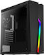 Aerocool Bolt Gaming Midi Tower Computer Case with Window Panel and RGB Lighting Black