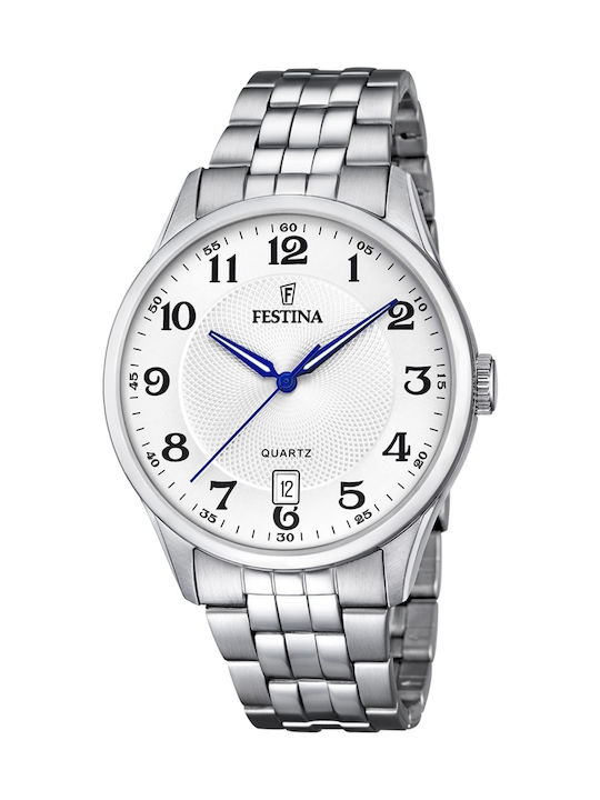 Festina Ανδρικό Ρολόι 40mm Μπαταρίας με Ασημί Μ...