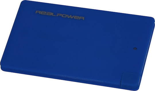 RealPower PB-2500 Slim Power Bank 2500mAh with USB-A Port Blue