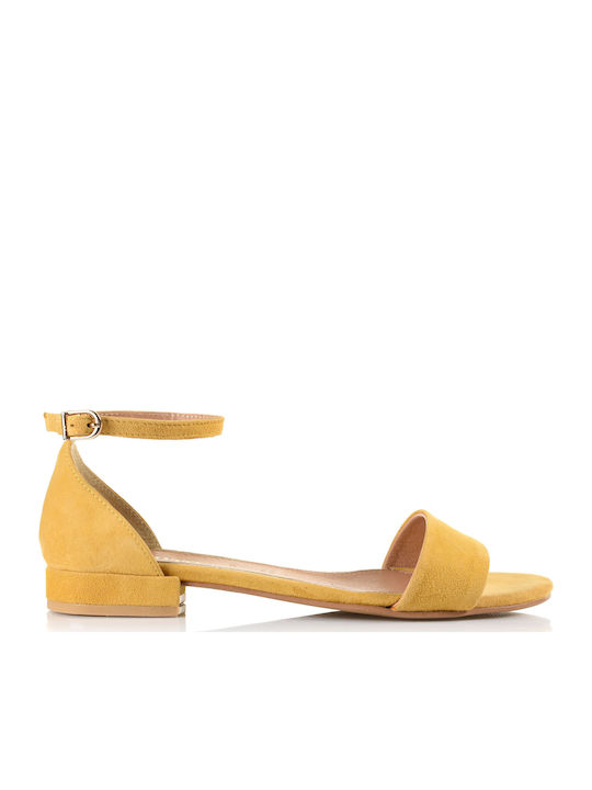 Gioseppo Suede Women's Sandals with Ankle Strap Yellow