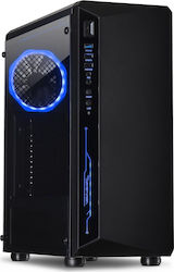 Inter-Tech C-3 SAPHIR Gaming Midi Tower Computer Case with Window Panel and RGB Lighting Black