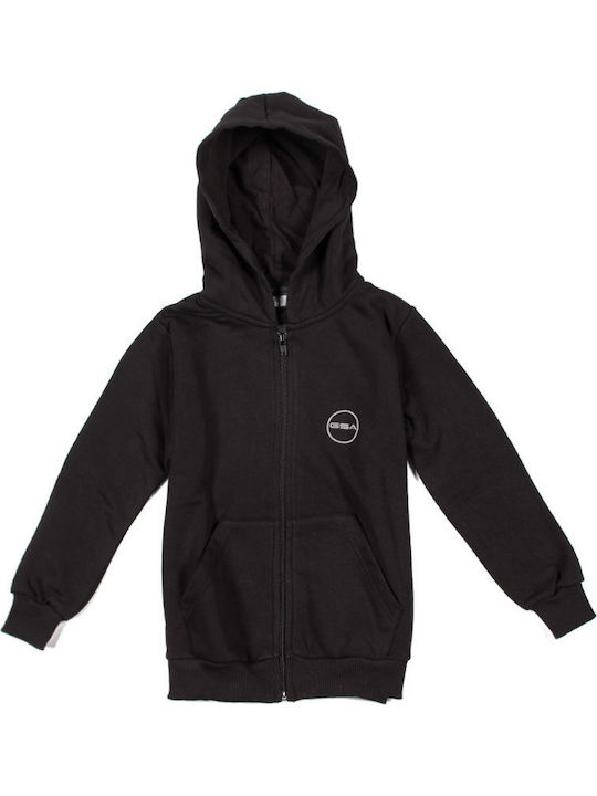 GSA Sportliche Kinder-Sweatjacke mit Kapuze Schwarz