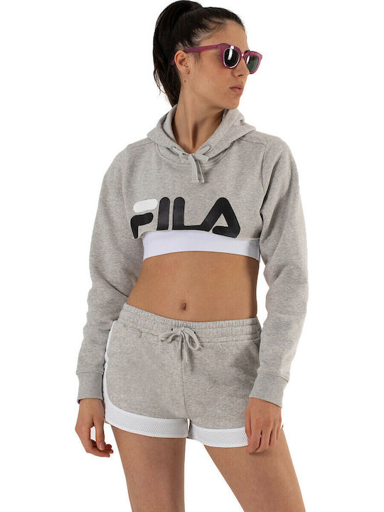 Nelia Cropped Women's Sweatshirt Hooded Gray