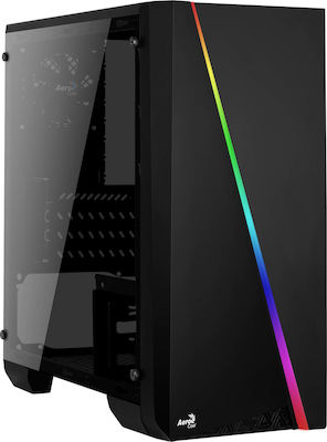 Aerocool Cylon Mini Gaming Mini Tower Κουτί Υπολογιστή με Πλαϊνό Παράθυρο και RGB Φωτισμό Μαύρο