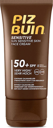 Piz Buin Sensitive Cream Αδιάβροχη Αντηλιακή Κρέμα Προσώπου SPF50 50ml