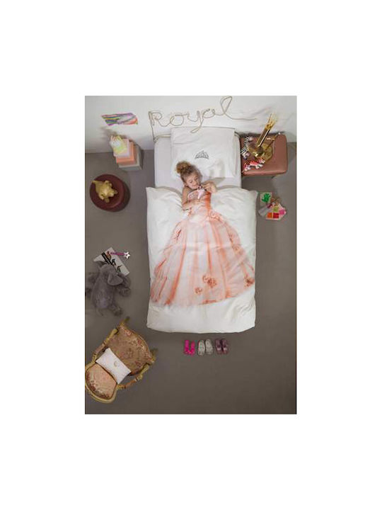 Snurk Princess Set Kids Duvet Cover Single with Pillowcase Pink 140x200cm