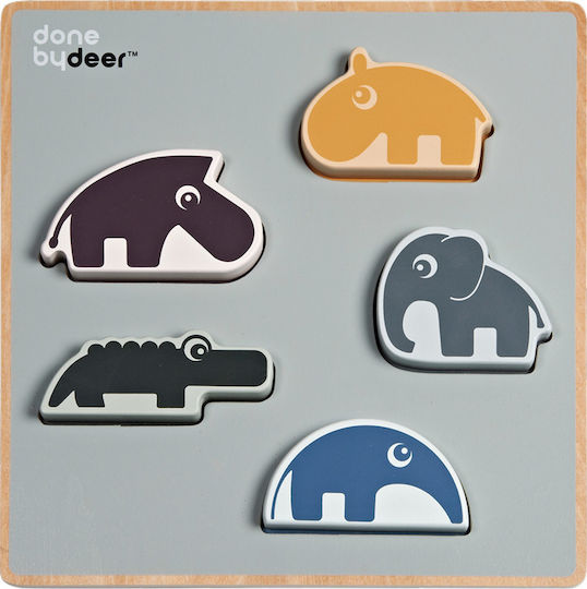 Lemnos Puzzle pentru Copii cu Îmbinări Chunky Play Deer Friends 5buc Done by Deer