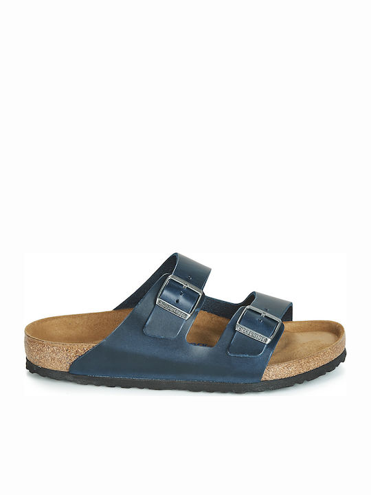 Birkenstock Arizona Soft Footbed Oiled Leather Leather Women's Flat Sandals In Navy Blue Colour