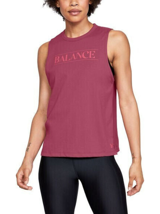 Under Armour Balance Graphic Women's Athletic Blouse Sleeveless Pink