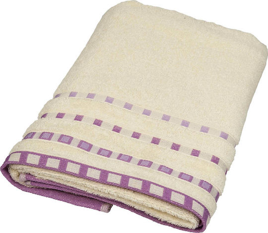 Le Blanc Prosop de mână Jacquard Puncte 30x50cm. Krem-Lila Greutate 450gr/m²