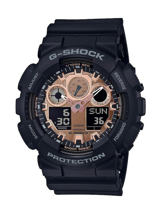 Casio Watch Chronograph Battery with Black Rubber Strap GA-100MMC-1AER