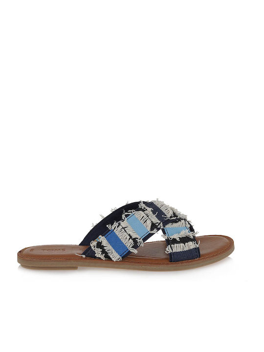 Toms Viv Coupe Denim Leder Damen Flache Sandalen