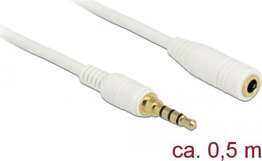 DeLock Καλώδιο Ήχου TRRS 3.5mm male - 3.5mm female Λευκό 0.5m με Επίχρυσους Ακροδέκτες 85628