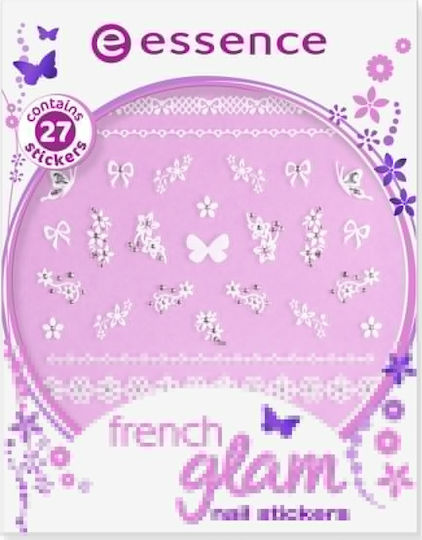 Essence French Glam Nail Stickers Aufkleber mit Design, Kunstaufkleber für Nägel 27Stück