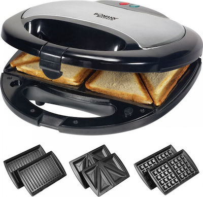 Bomann ST/WA 1364 CB 613641 Sandwich Maker cu Plăci Detasabile pentru for 2 Sandwiches Sandvișuri 650W Inox