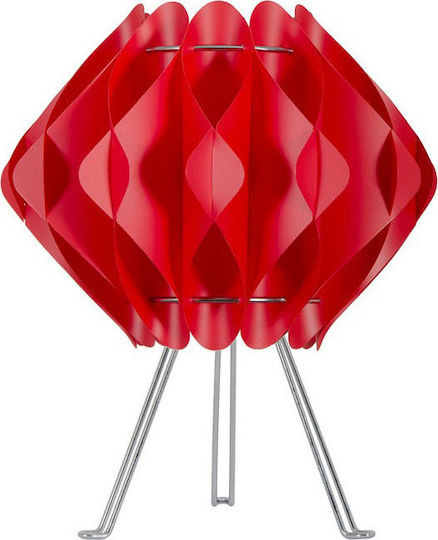 Starlight FP-08-S-Ε2-26CM-Τ Plastic Table Lamp for Socket E14 with Red Shade and Silver Base