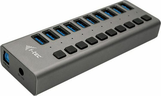 i-tec USB 3.0 10 Port Hub with USB-A Connection & Charging Port and External Power Supply