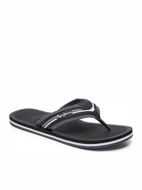 Pepe Jeans Off Beach Chambray Flip Flops σε Μαύρο Χρώμα