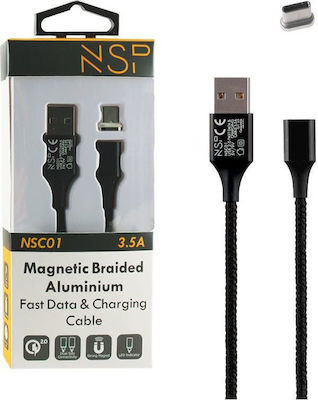 Geflochten / Magnetisch USB 2.0 auf Micro-USB-Kabel Schwarz 1m 1Stück