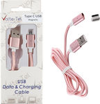 Volte-Tel Braided / Magnetic USB 2.0 Cable USB-C male - USB-A male Ροζ 1m (8228483)