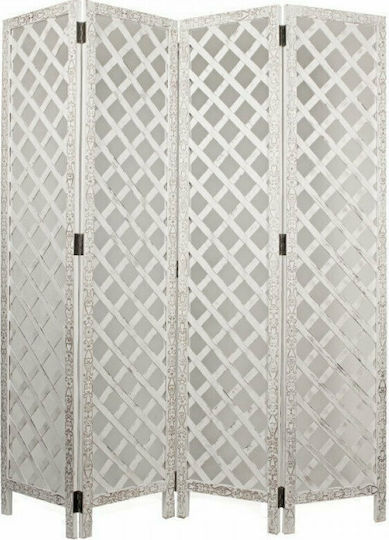 Zaros Διακοσμητικό Παραβάν Ξύλινο με 4 Φύλλα 160x180cm