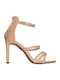 Envie Shoes Patent Leather Women's Sandals with Ankle Strap Beige with Thin High Heel