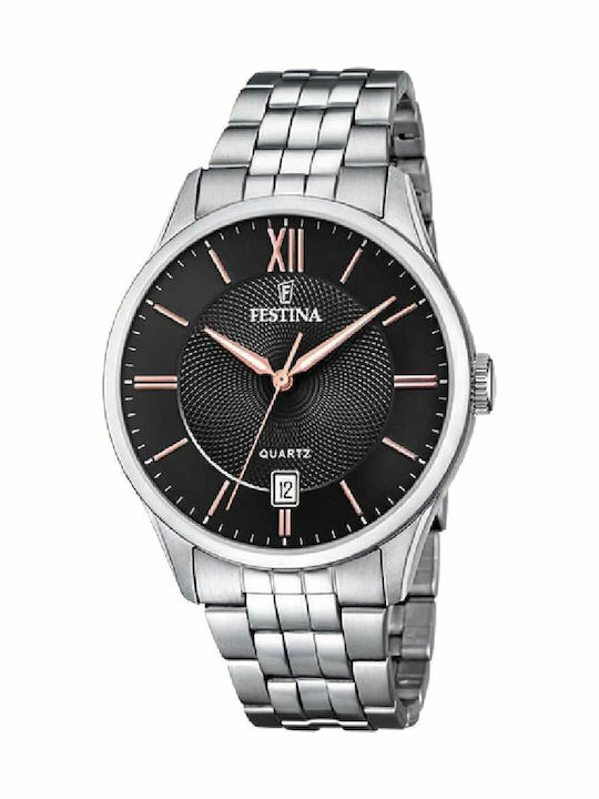 Festina Ανδρικό Ρολόι 42mm Μπαταρίας με Ασημί Μ...