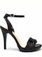 New Matic Anatomic Leather Women's Sandals 826 with Ankle Strap Black with Thin High Heel