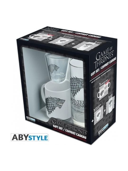 Abysse Game Of Thrones Pack Stark Espresso Mug + Keychain + Glass Ceramic Cup White 110ml ABYPCK131