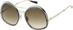 Max Mara Bridge I Sunglasses Μαύρα with Metal Frame & Brown Lens