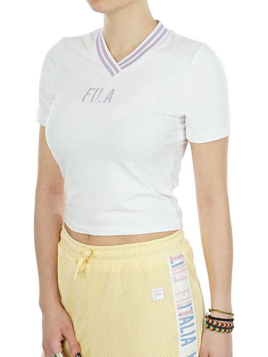 Fila Chrisanna Women's Athletic T-shirt with V Neck White